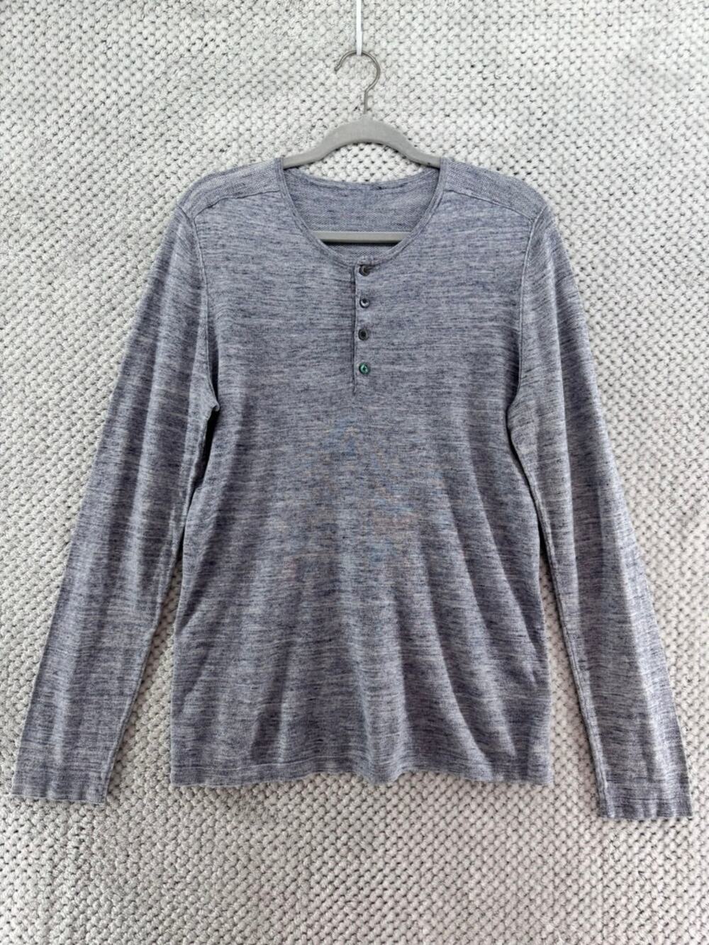 Vince Henley Layering Shirt Mens S Heather Gray Crew Neck Long Sleeve